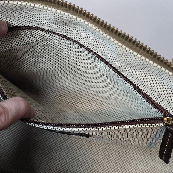 Dooney And Bourke Small Purse Bag Brown Signature Canvas Faux Leather Clasp - Picture 11 of 12